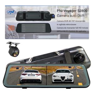 Camera auto DVR PNI Voyager S2800 UHD 4K 170° incorporata in oglinda retrovizoare, 9.66 inch, touchscreen IPS, monitoriz