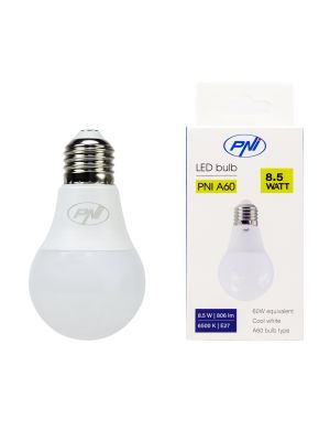 Bec cu LED PNI A60, 8.5W, 806lm, 6500W, soclu E27