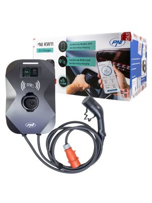 Statie de incarcare PNI KW11, 16A, 11KW, pentru masini electrice, 85V - 415V, trifazat, cablu Type 2 si conector 7 pini 