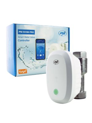 Valva inteligenta pentru apa PNI SV180 PRO, conectivitate Wi-Fi, IP65, DN20, 3/4 aplicatie Tuya, compatibil cu Amazon Al