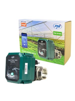 Valva inteligenta pentru apa PNI SV180 conectivitate Wi-Fi, IP65, DN25 1 tol, aplicatie Tuya, compatibil cu Amazon Alexa