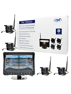 Kit supraveghere video wireless PNI TRK504 pentru camion DVR cu monitor LCD si 4 camere