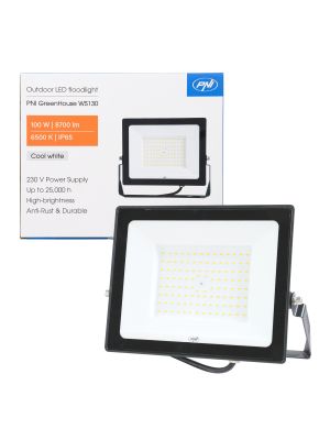 Reflector LED PNI GreenHouse WS130 100 W, alimentare 230 V, 8700 lm, 6500 K, IP65